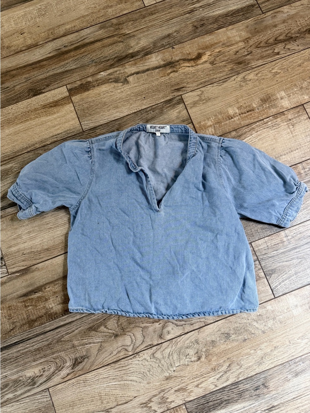 Velvet Heart Light Blue Girls' Denim-Look Pullover Top